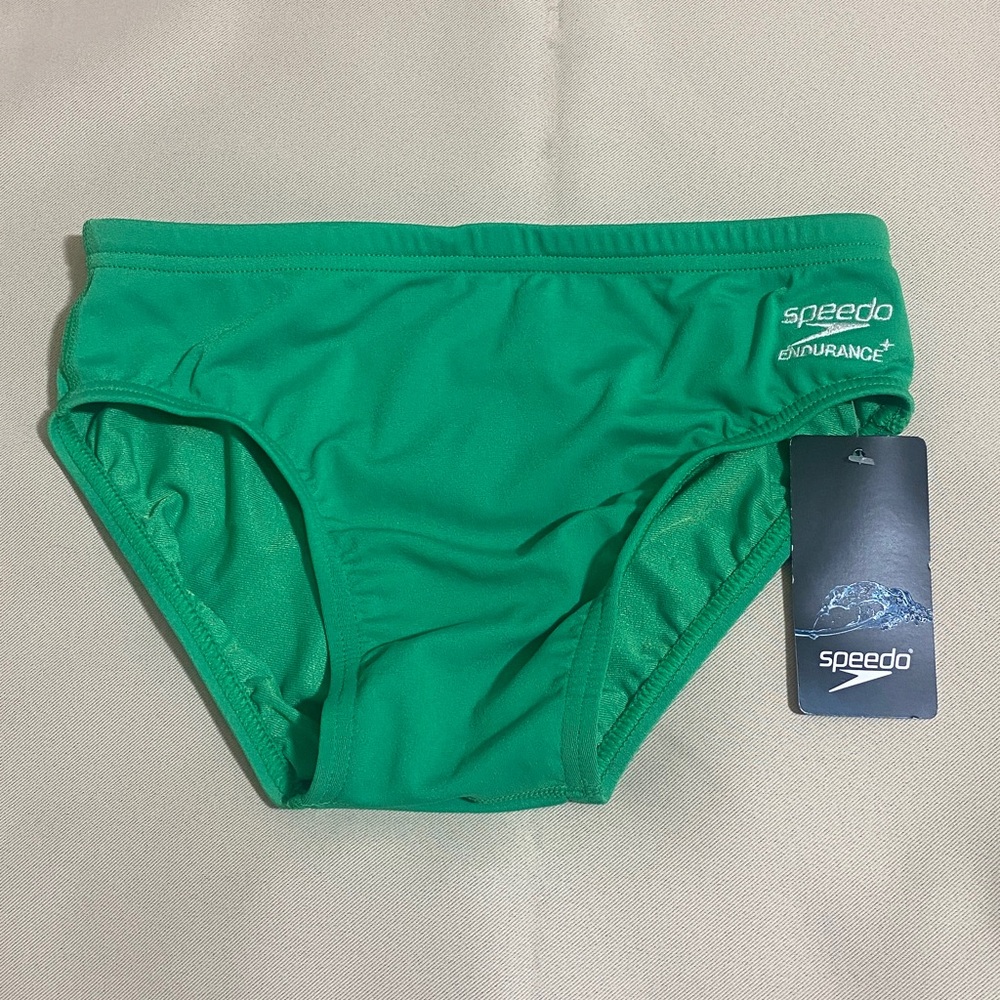 SPEEDO Boy's Endurance+ Solid Swim Briefs GREEN Size 28